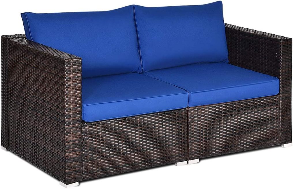 2/4PCS Patio Rattan Corner Sofa Sectional Furniture Conversation Set