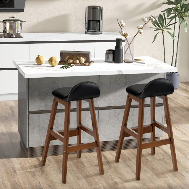 27.5 inch Bar Stools Set of 2/4 Counter Height Bar Stools with Upholstered PU Leather