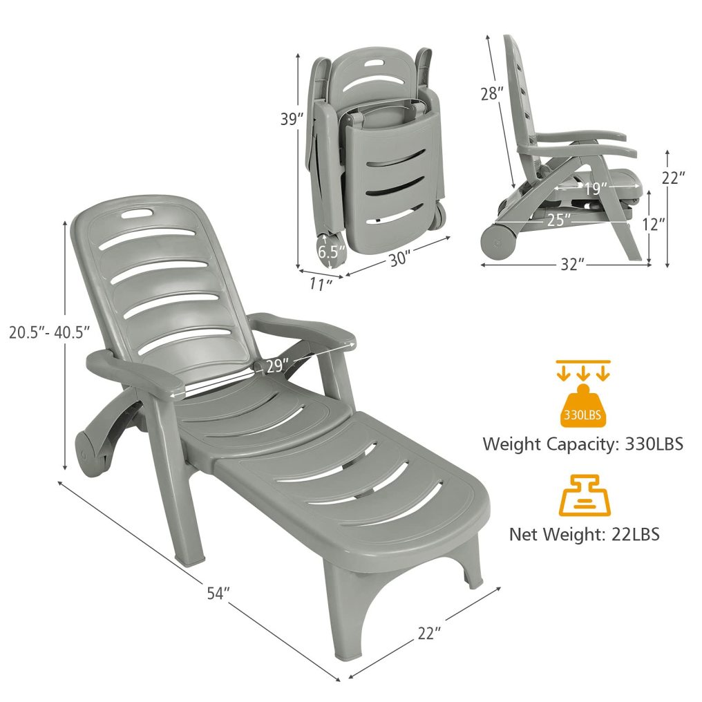5 Position Adjustable Recliner for Sunbathing