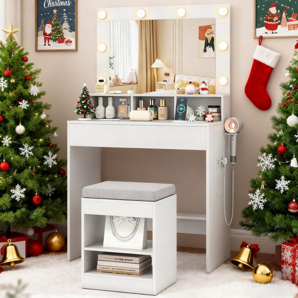 31.5 inch Vanity Desk with Mirror and Lights