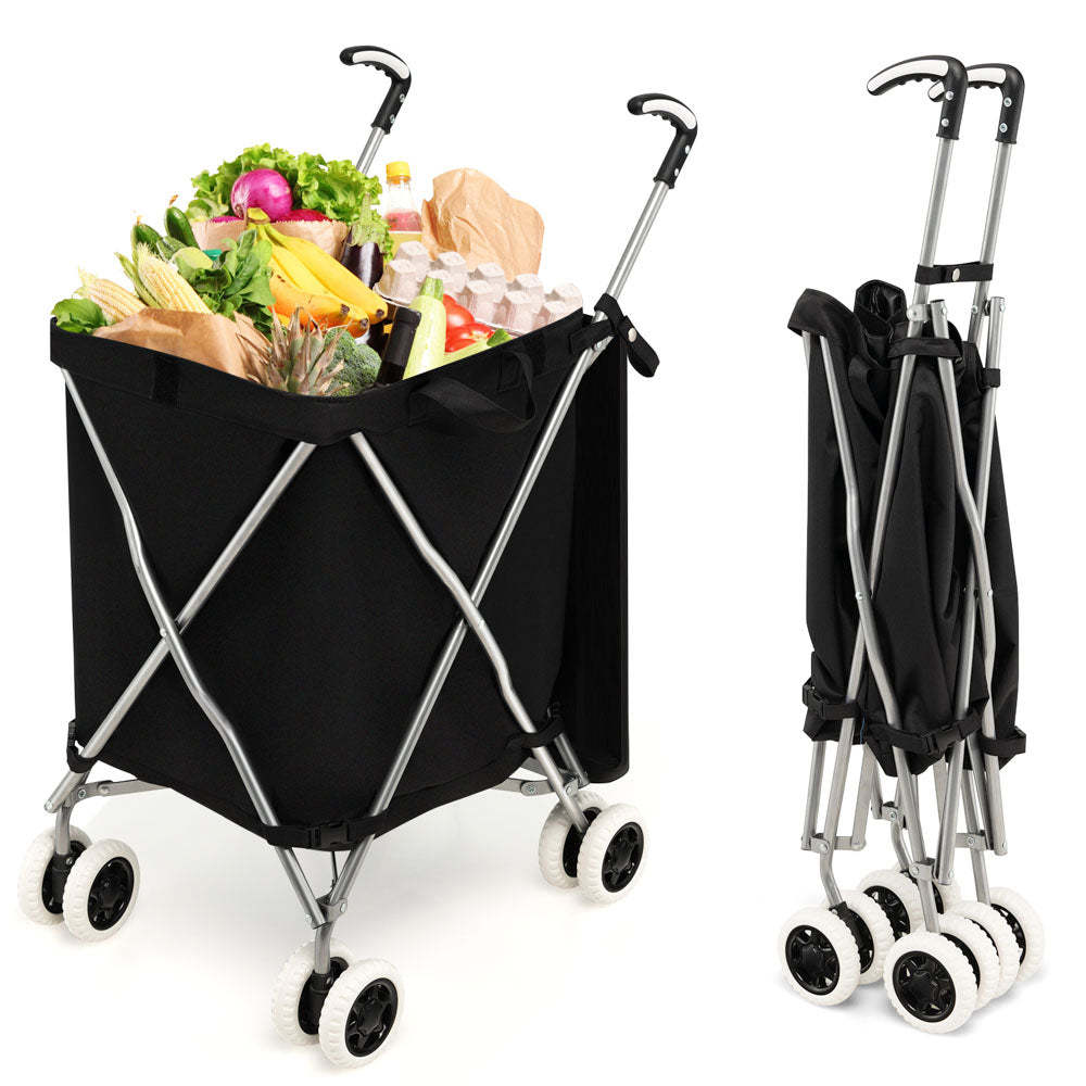 Folding Shopping Cart Portable Grocery Cart on Wheels with Removable Waterproof Oxford Cloth Liner