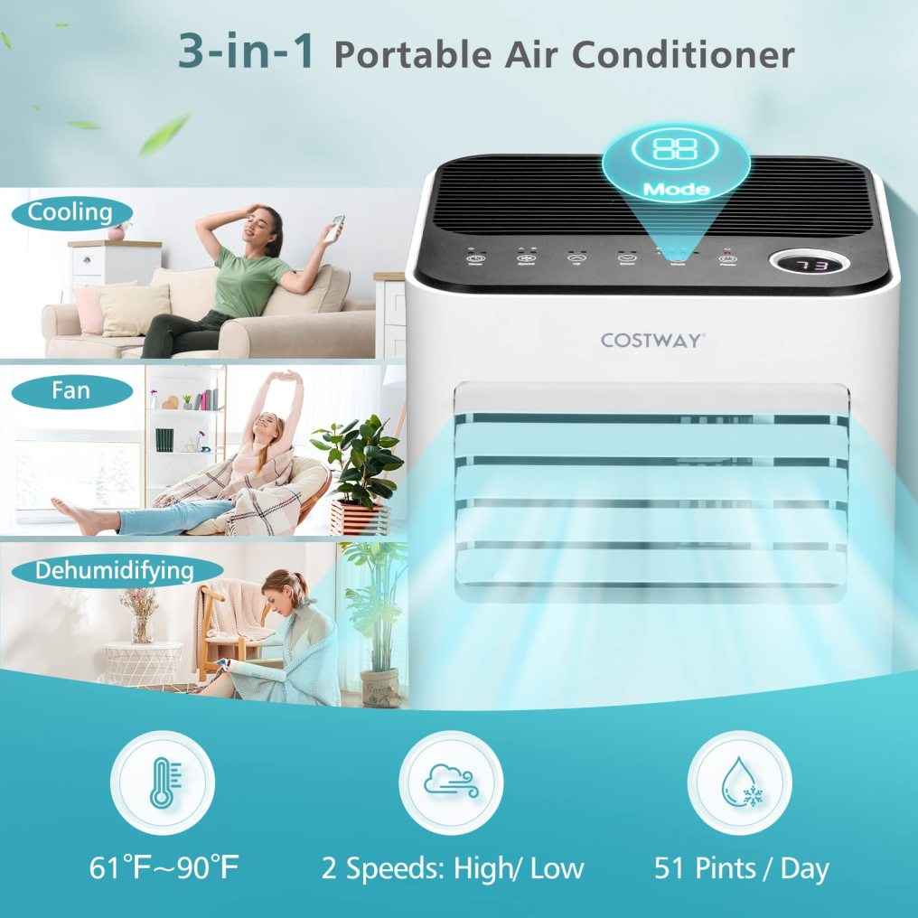 10000 BTU Portable Air Conditioner with Fan & Dehumidifier Mode