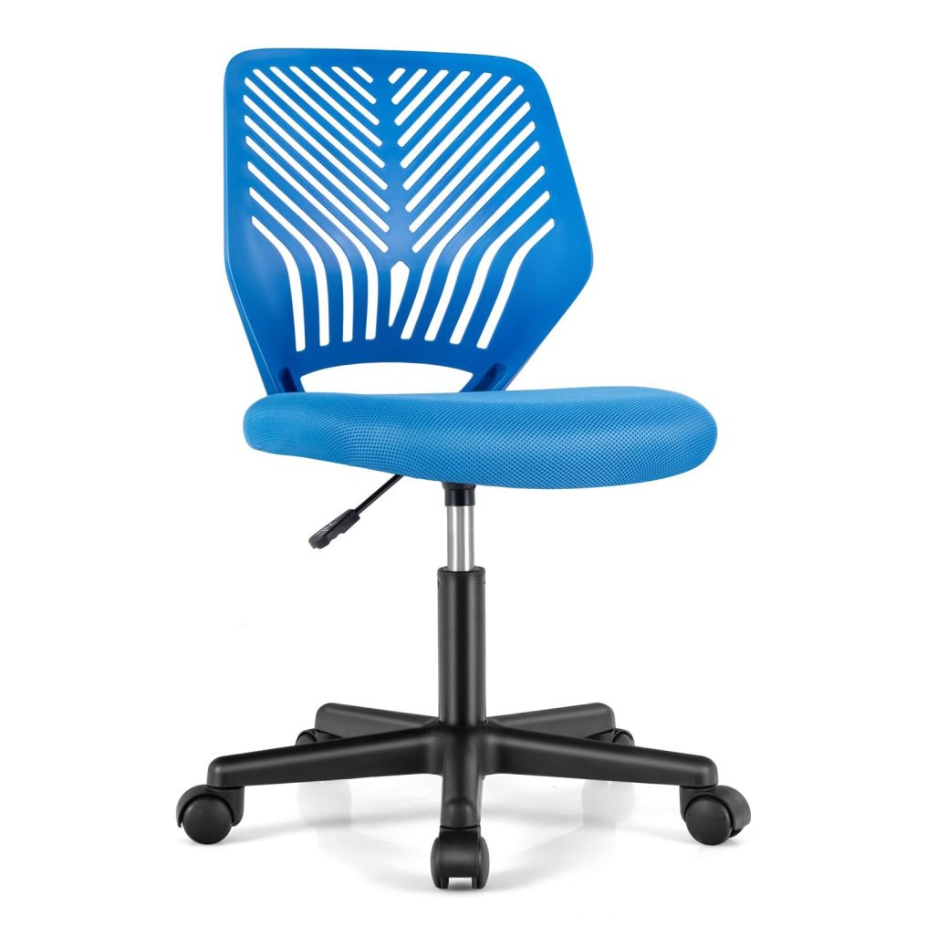 Height-Adjustable Ergonomic Kids Desk Chair Swivel Armless Task Chair w/Universal Casters