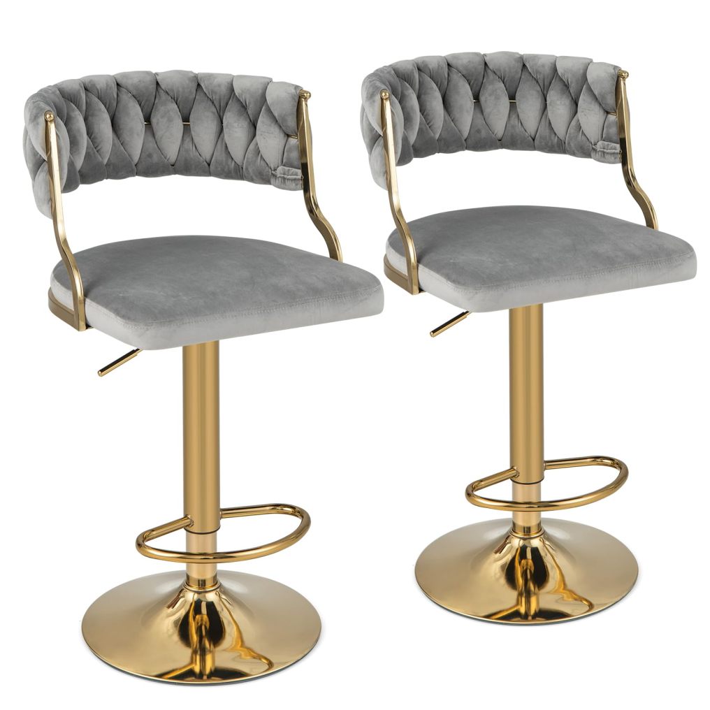 Bar Stools Set of 2/4 Modern Upholstered Velvet Swivel Barstools