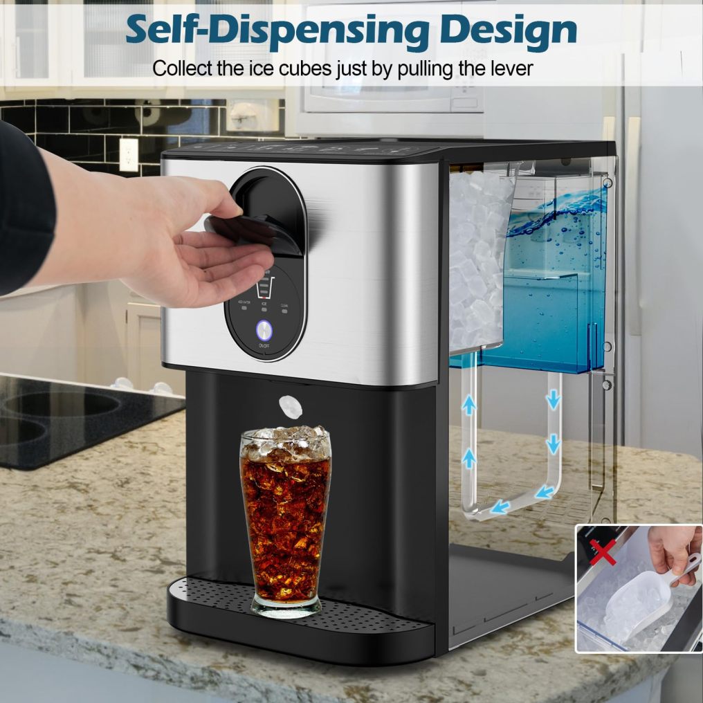 ARLIME Nugget Ice Maker Countertop, 56 lbs/24 H Pepple Chewable Ice Making Machine