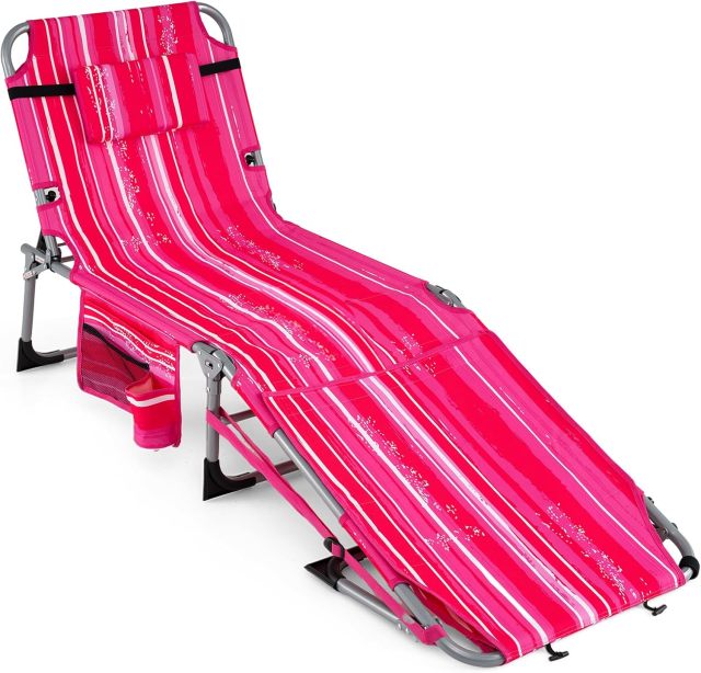 Tanning Chair with Face Arm Holes | Portable Sunbathing Chair w/4-Level Backrest (1/2)