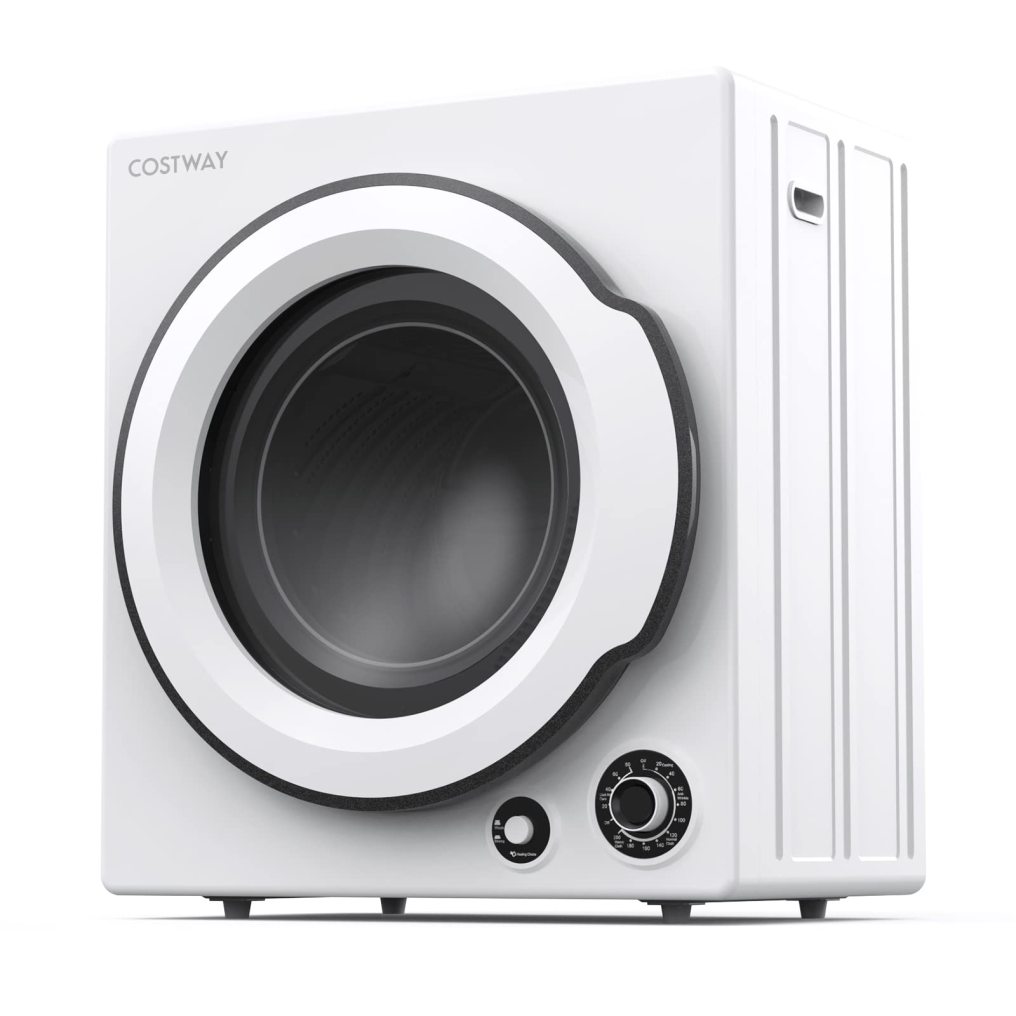 Compact Laundry Dryer with Stainless Steel Drum 5 Drying Programs and Adjustable Exhaust Vent