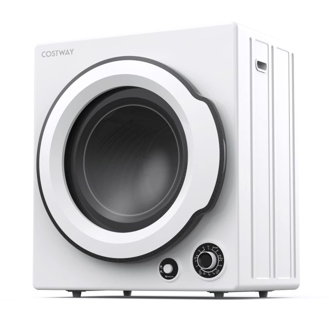 Compact Laundry Dryer with Stainless Steel Drum 5 Drying Programs and Adjustable Exhaust Vent