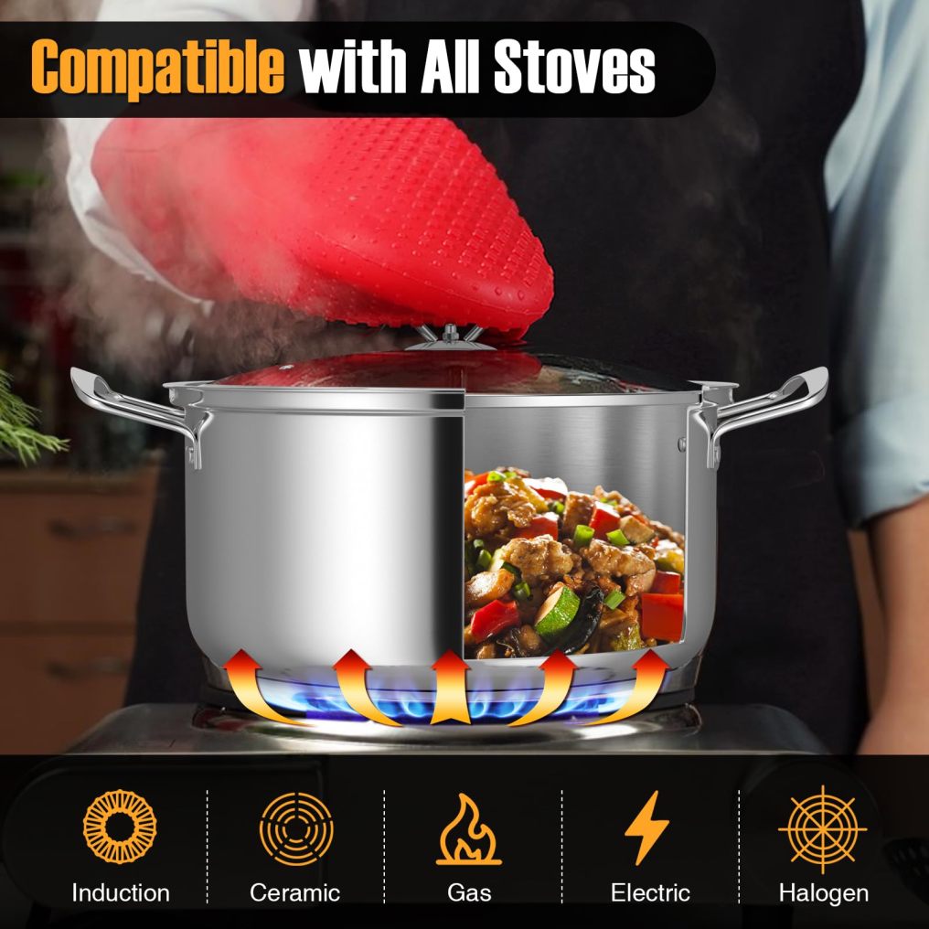 12 Piece Stainless Steel Cookware Set with Stock Pot