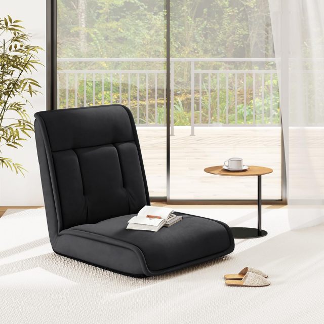 Folding Floor Chair Convertible Lazy Sofa Chair with 14-Poistion Adjustable Backrest