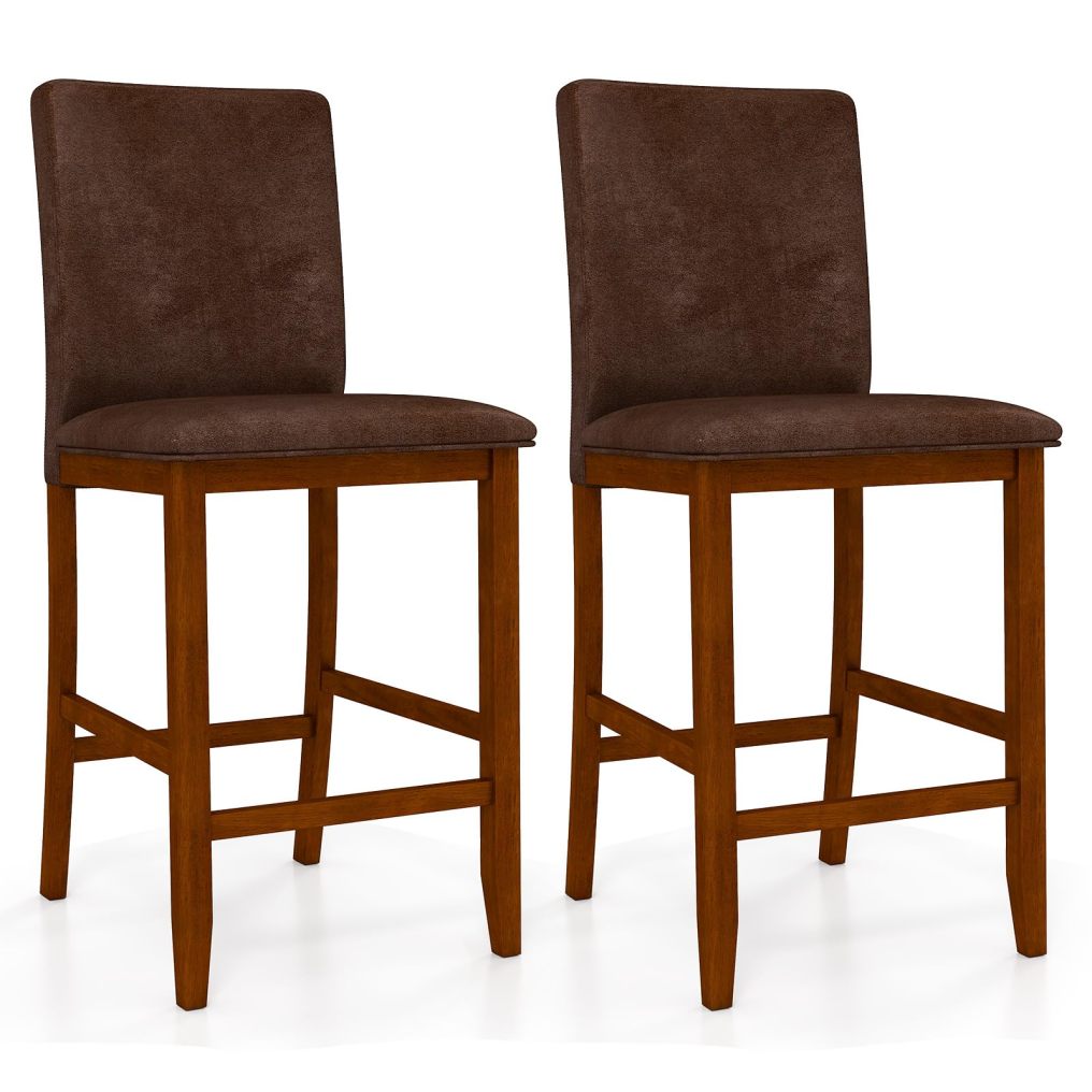 ARLIME 26'' Wooden Kitchen Island Chairs with Padded Fabric Seat (2/4)