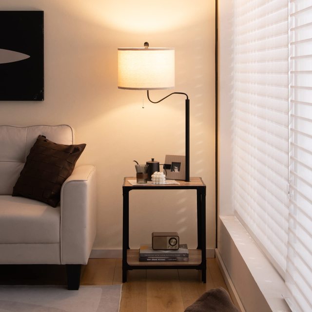 ARLIME Floor Lamp with End Table and USB Charging Ports