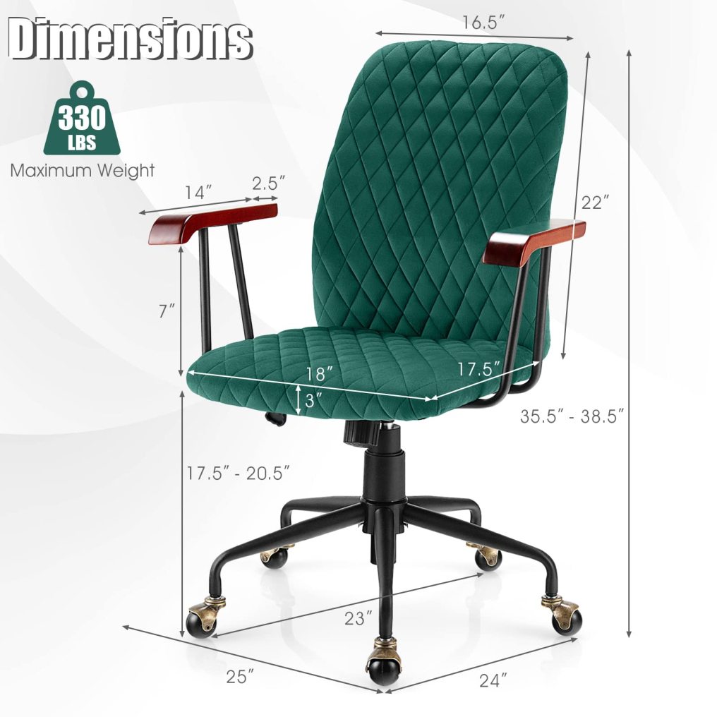 Ergonomic Home Office Chair Upholstered Velvet Leisure Office Chair