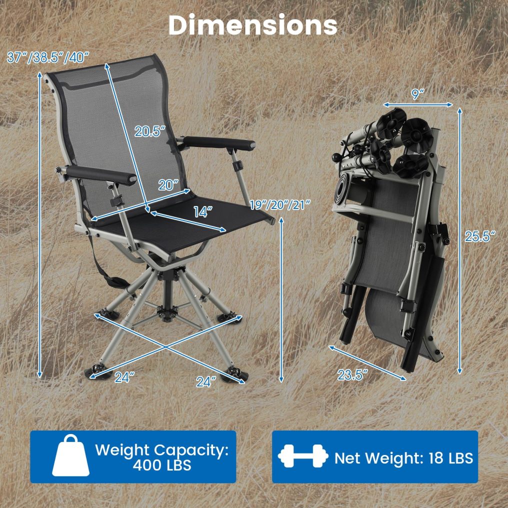 Folding Hunting Chair 360° Silent Swivel Hunting Blind Chair