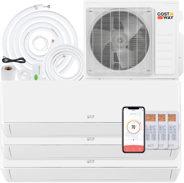 27k Tri 3 Zone Mini Split Air Conditioner | 24 SEER2 208/230V Inverter AC w/Heat Pump & Pre-Charged Condenser