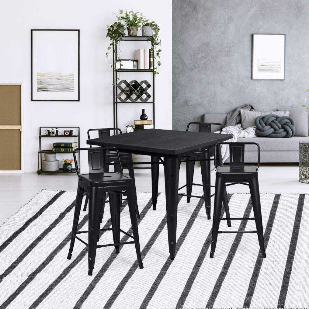 Metal Bar stools Set of 4 with Rubber Feet for Kitchen