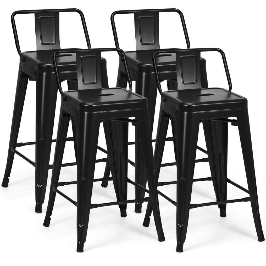 Metal Bar stools Set of 4 with Rubber Feet for Kitchen