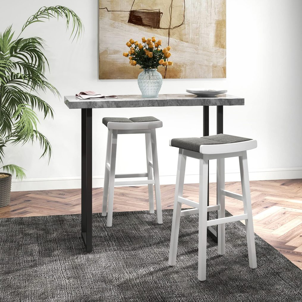 31.5-inch Counter Height Bar Stools Set of 2/4 Backless Vanity Chair for Makeup with Rubber Wood Frame