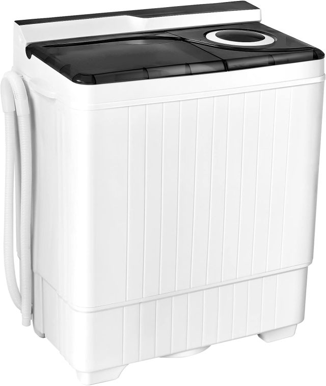 Washing Machine Semi-automatic, Twin Tub Washer with Spin Dryer, 26lbs Capacity, Built-in Drain Pump