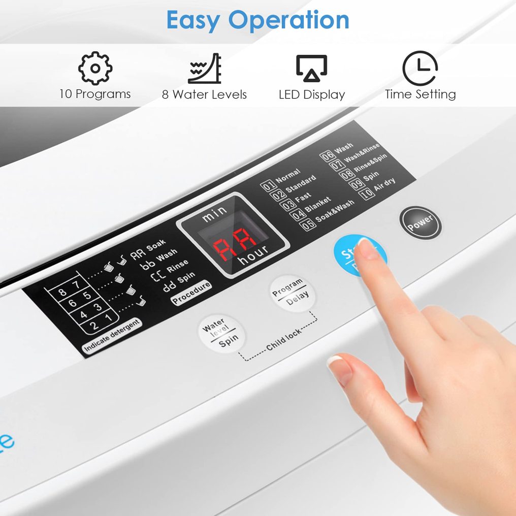 Washing Machine Portable Compact 9.92lbs Capacity Full-Automatic W/Drain Pump