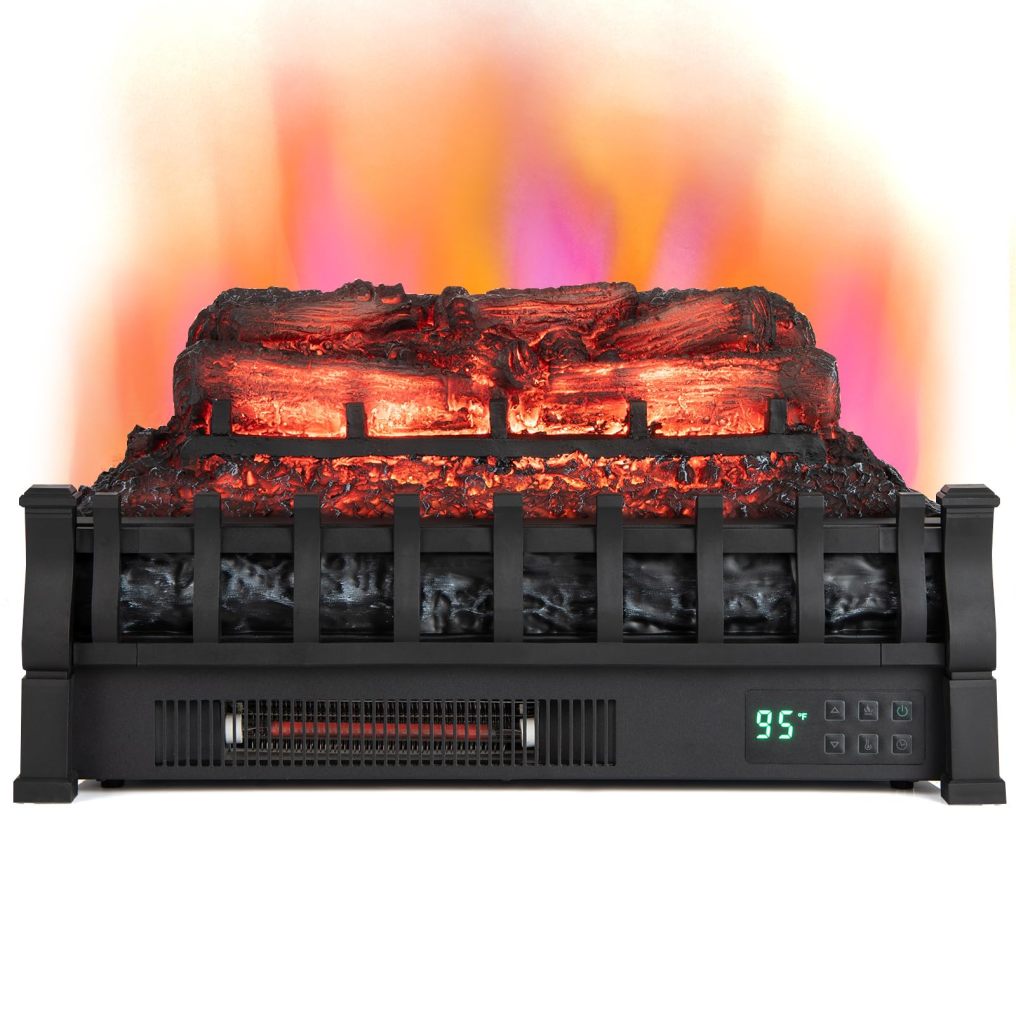 23 Inch Electric Fireplace Heater w/ 5 Level Flame & Brightness