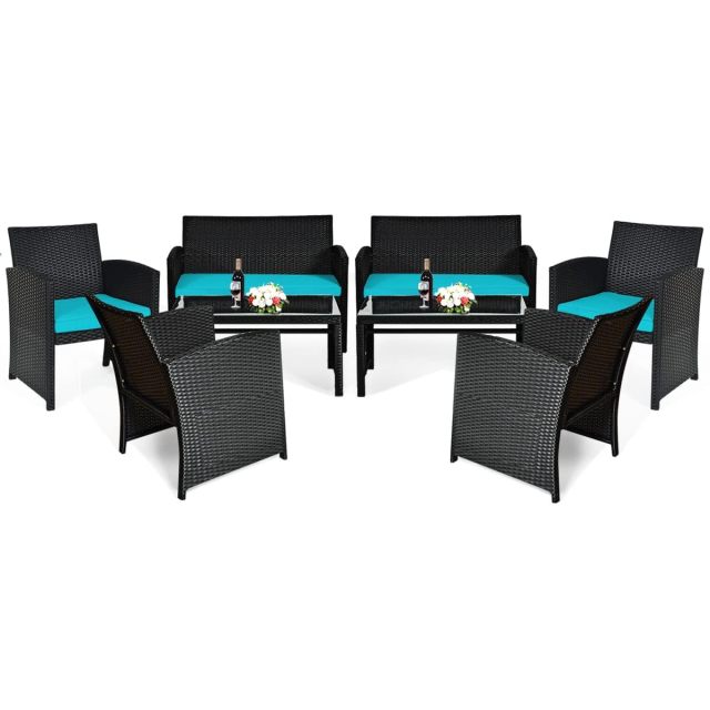 4/8 Pieces Patio Rattan Furniture Set Outdoor Wicker Conversation Set