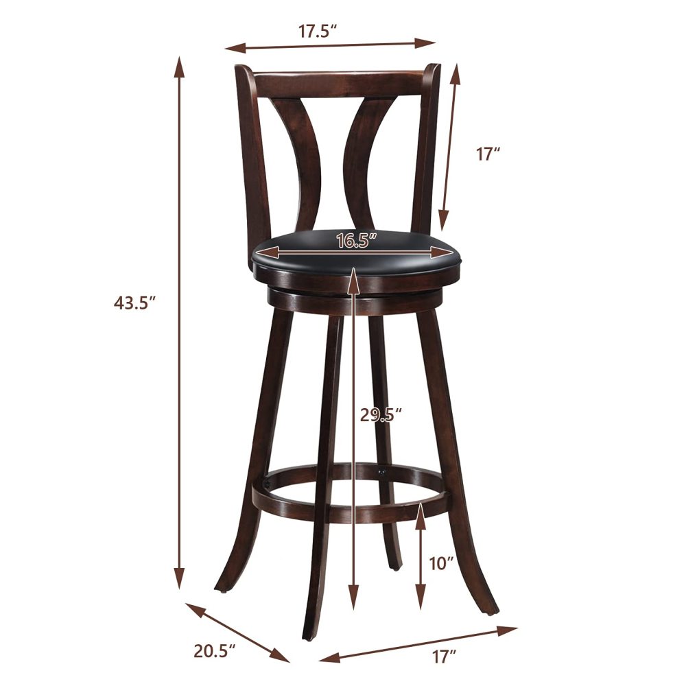 Bar Stools Set of 2/4 with Leather Padded Seat