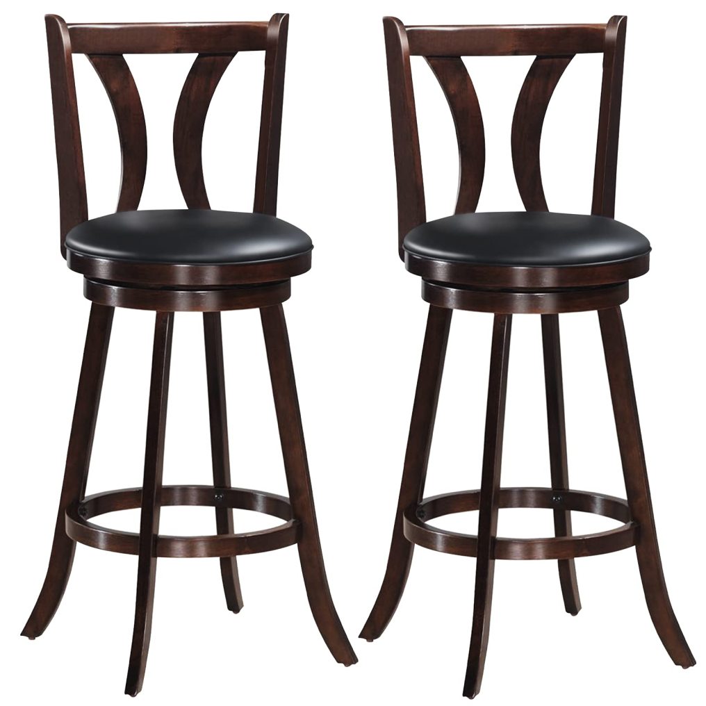 Bar Stools Set of 2/4 with Leather Padded Seat