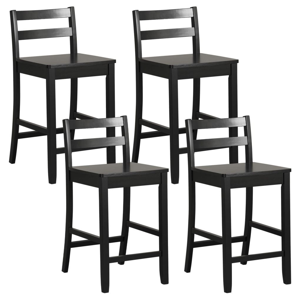Wooden Bar Stools Set of 2/4 24-Inch Counter Height Stools