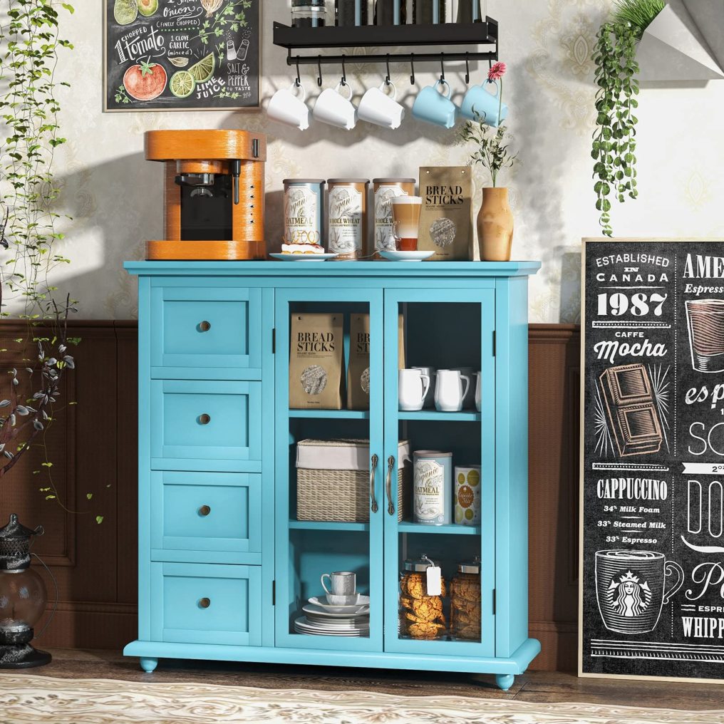 Kitchen Storage Cabinet with 4 Drawers for Entryway