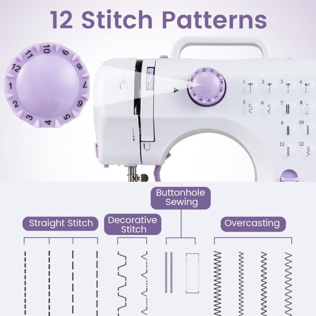 Portable Mini Electric Sewing Machine with 12 Built-in Stitches for Beginner