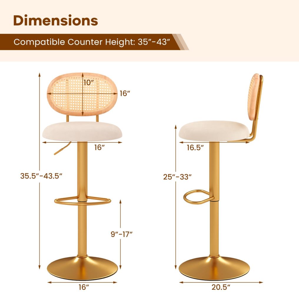 Modern Rattan Bar Stools Set of 2/4