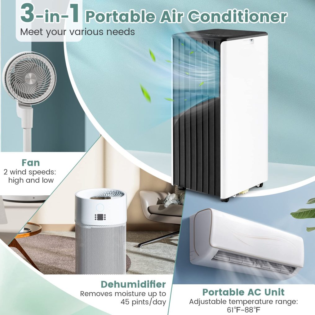 ARLIME 8000 BTU Portable Air Conditioner 3-in-1 AC Unit with Dehumidifier & Smart Sleep Mode