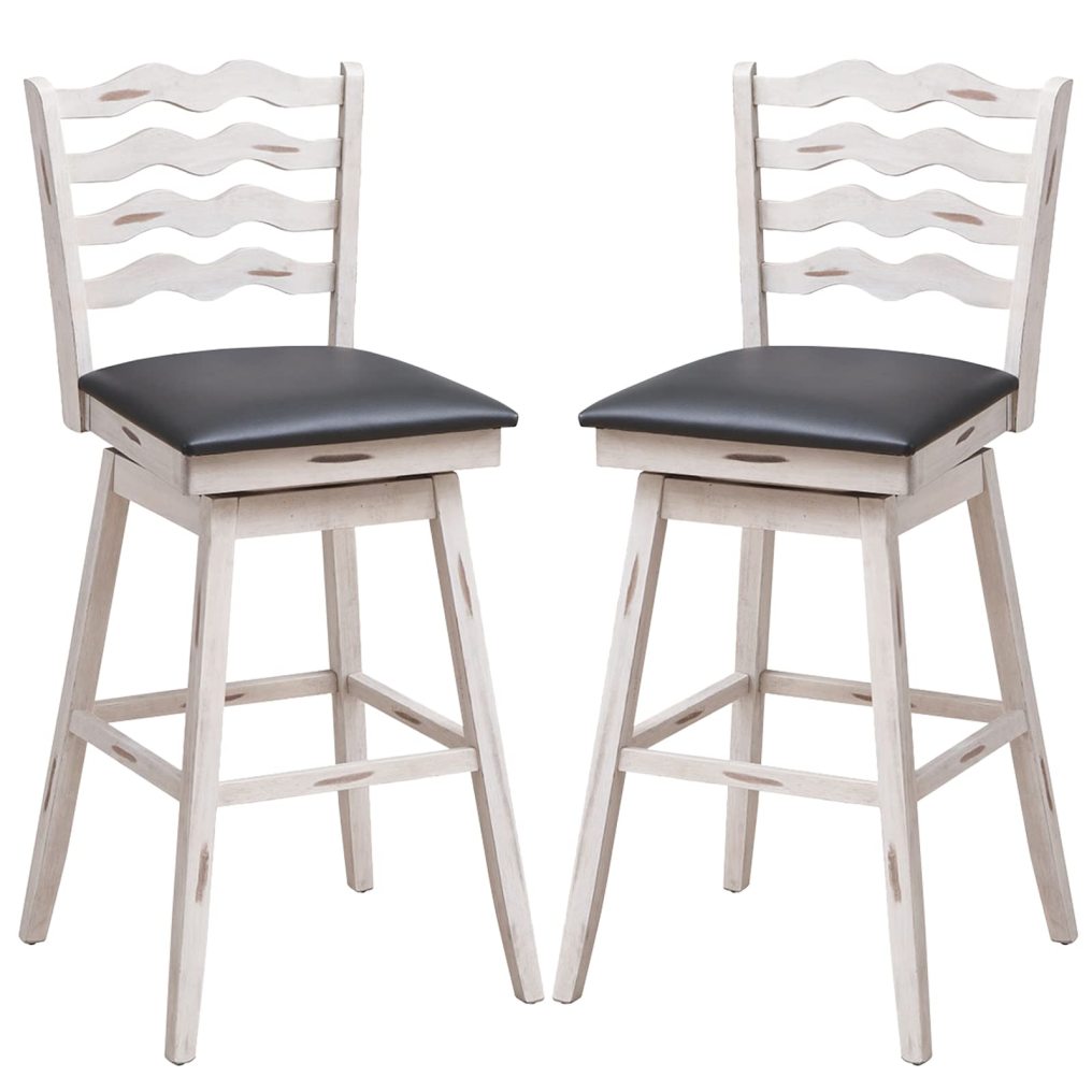 Bar Stools Set 360° Swivel Counter Height Chairs with Rubber Wood Frame