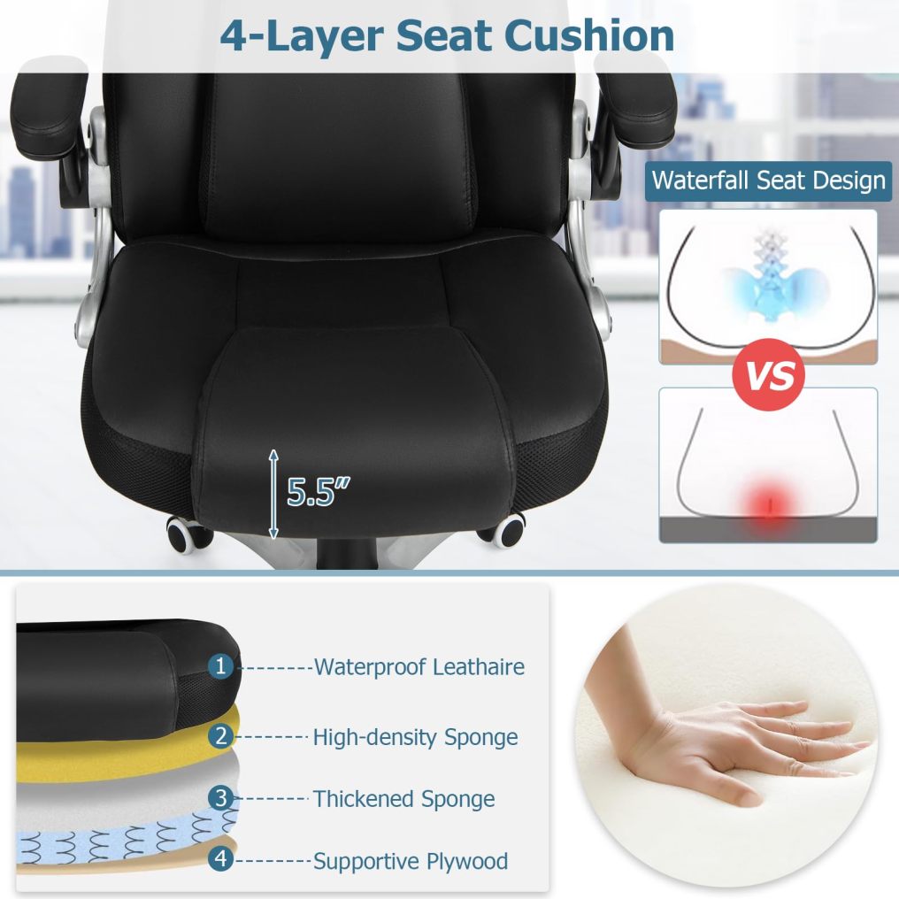 Executive 3D Massage Office Chair w/Adjustable Headrest & Lumbar Support