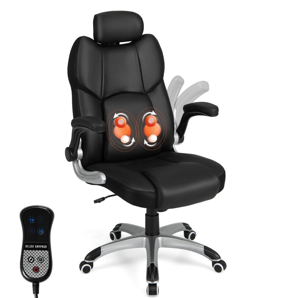 Executive 3D Massage Office Chair w/Adjustable Headrest & Lumbar Support