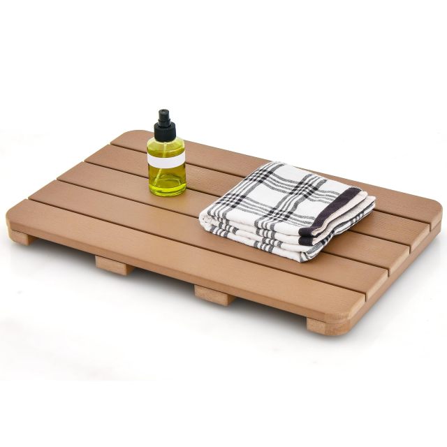Bath Mat for Shower Waterproof Spa Floor Mat with Slatted Design for Bathtub Doorway Pool Patio