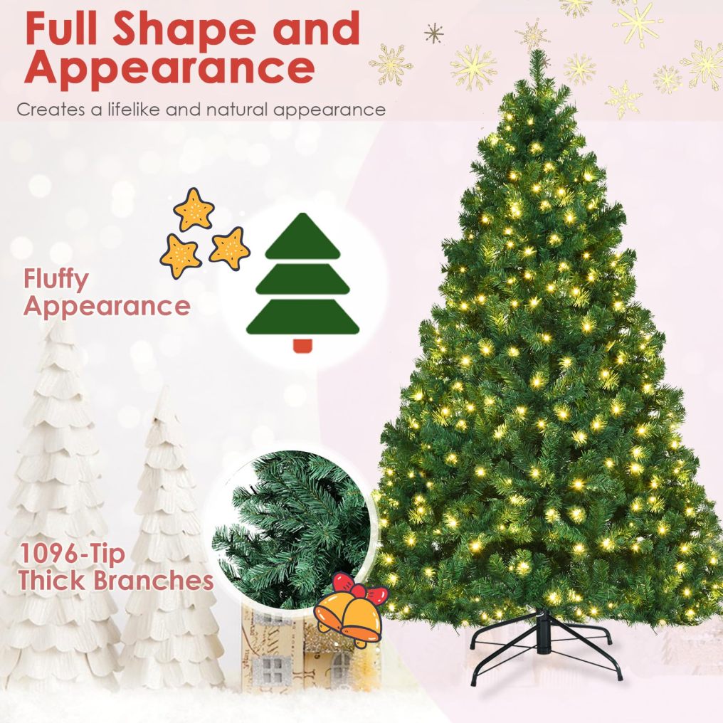 7ft Prelit Christmas Tree w/ 1096 PVC Branch