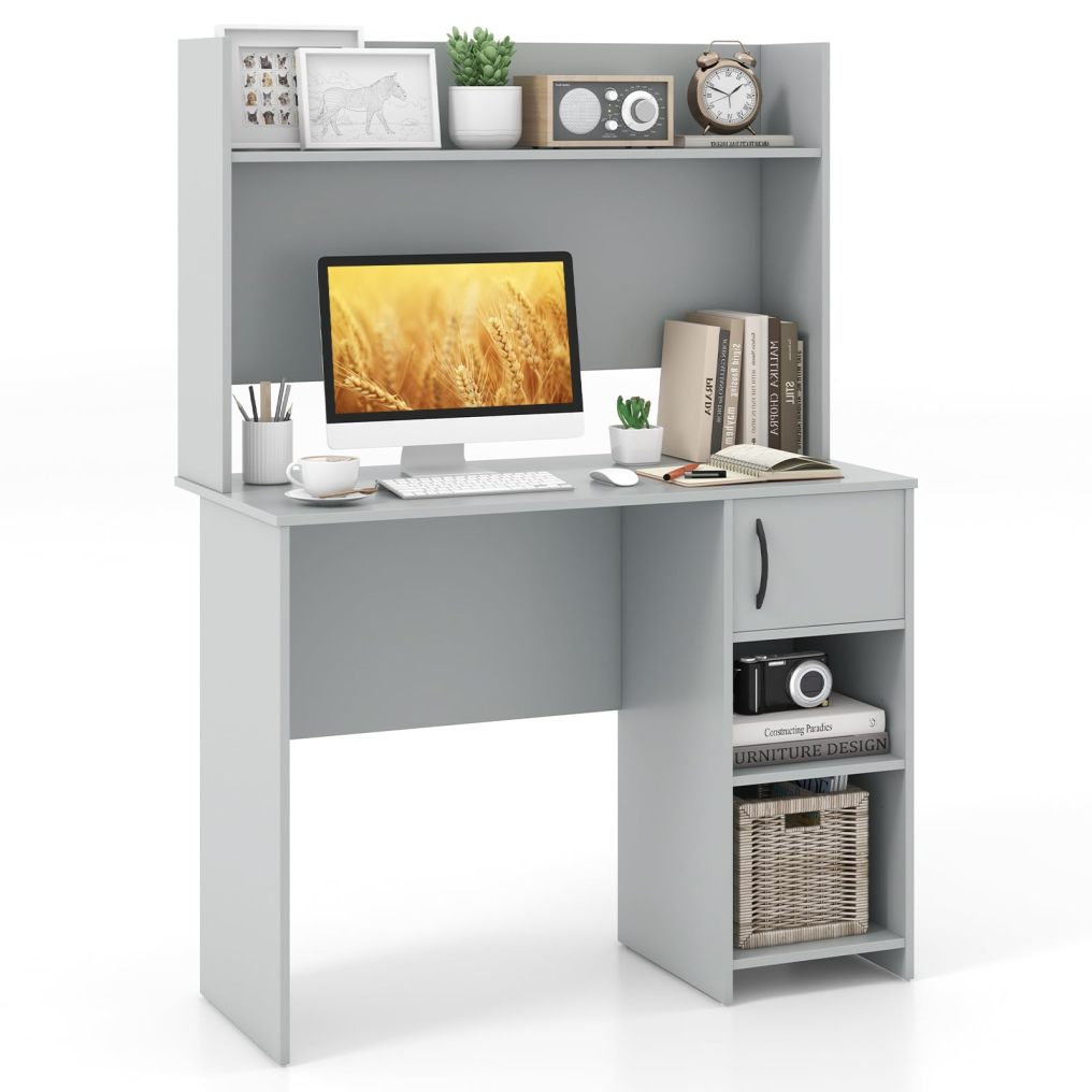 Computer Desk with Hutch Home Office Desk with Adjustable Shelf