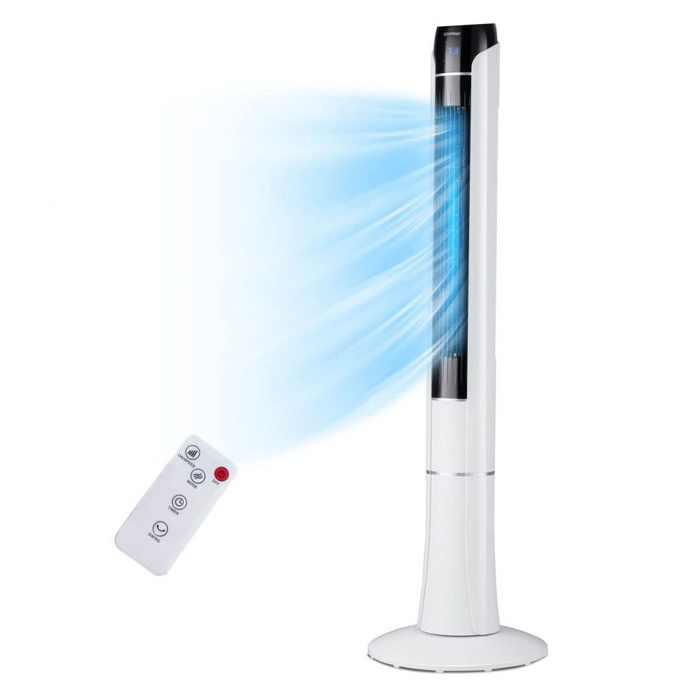 ARLIME Tower Fan with Remote Control Portable 47.5-Inch Standing Floor Fan with 80˚ Oscillating