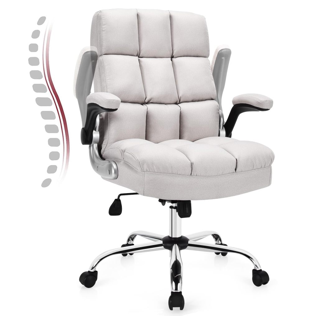 Big and Tall Computer Desk Chair with Adjustable Back Tilt & Flip up Armrest