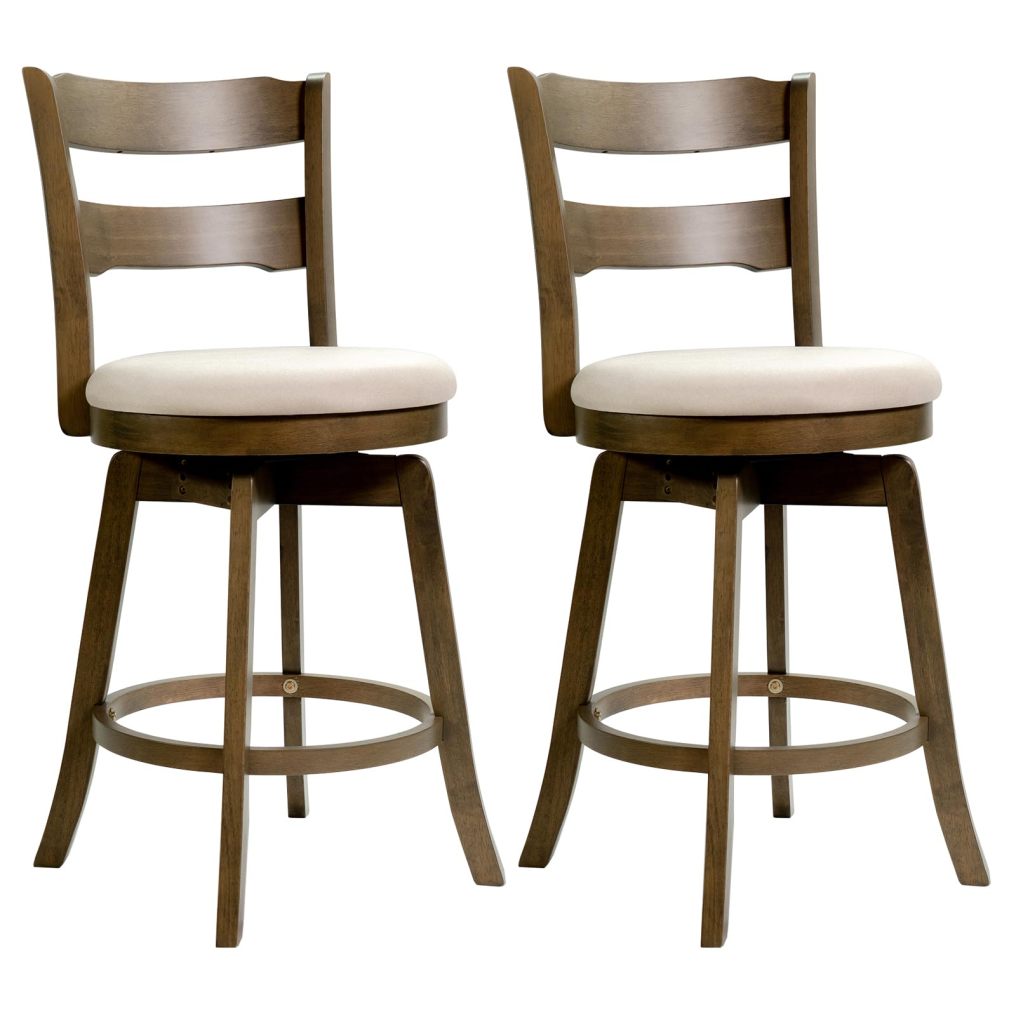 30.5”/25” Swivel Counter Barstools Set of 2/4 360° Rotating Counter Rubber Wood High Top Seats