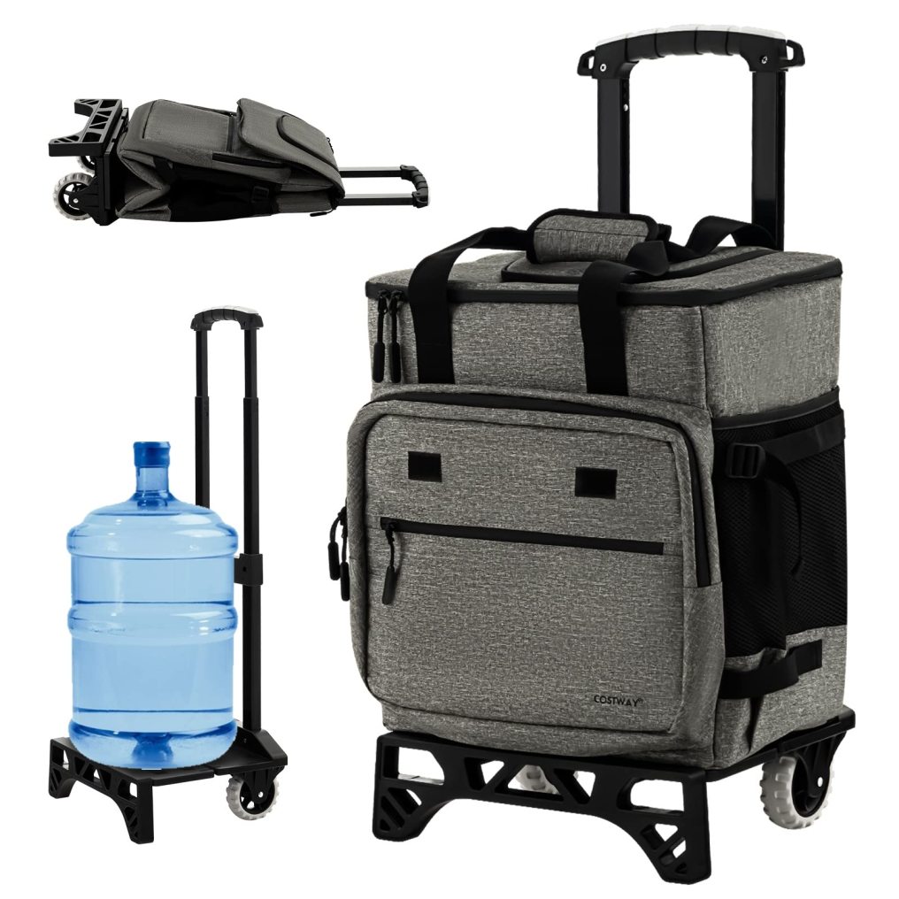 50-Can Large Rolling Cooler Leakproof Insulated Soft Cooler Bag with Wheels and Adjustable Handle
