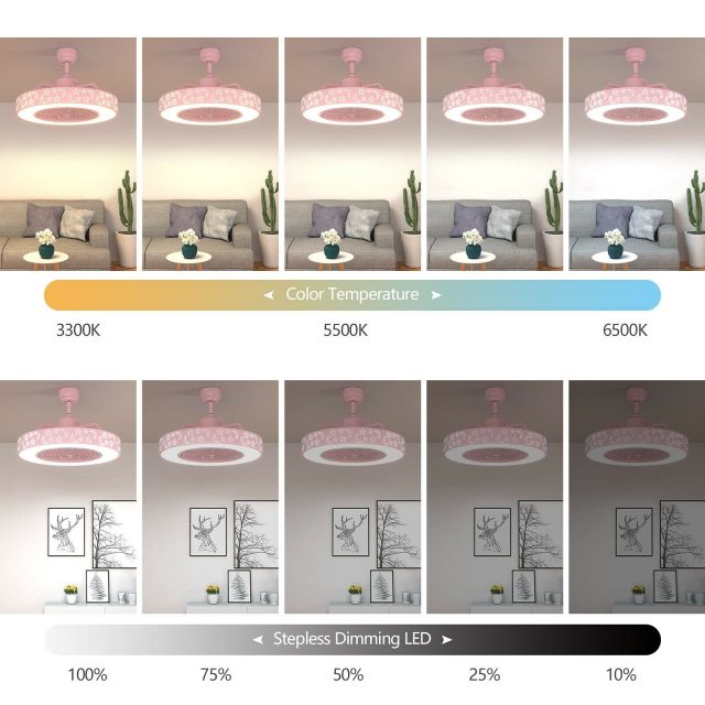 ARLIME Ceiling Fan with Lights, 23" LED Dimmable Starry Fan Lamp with Invisible Blades