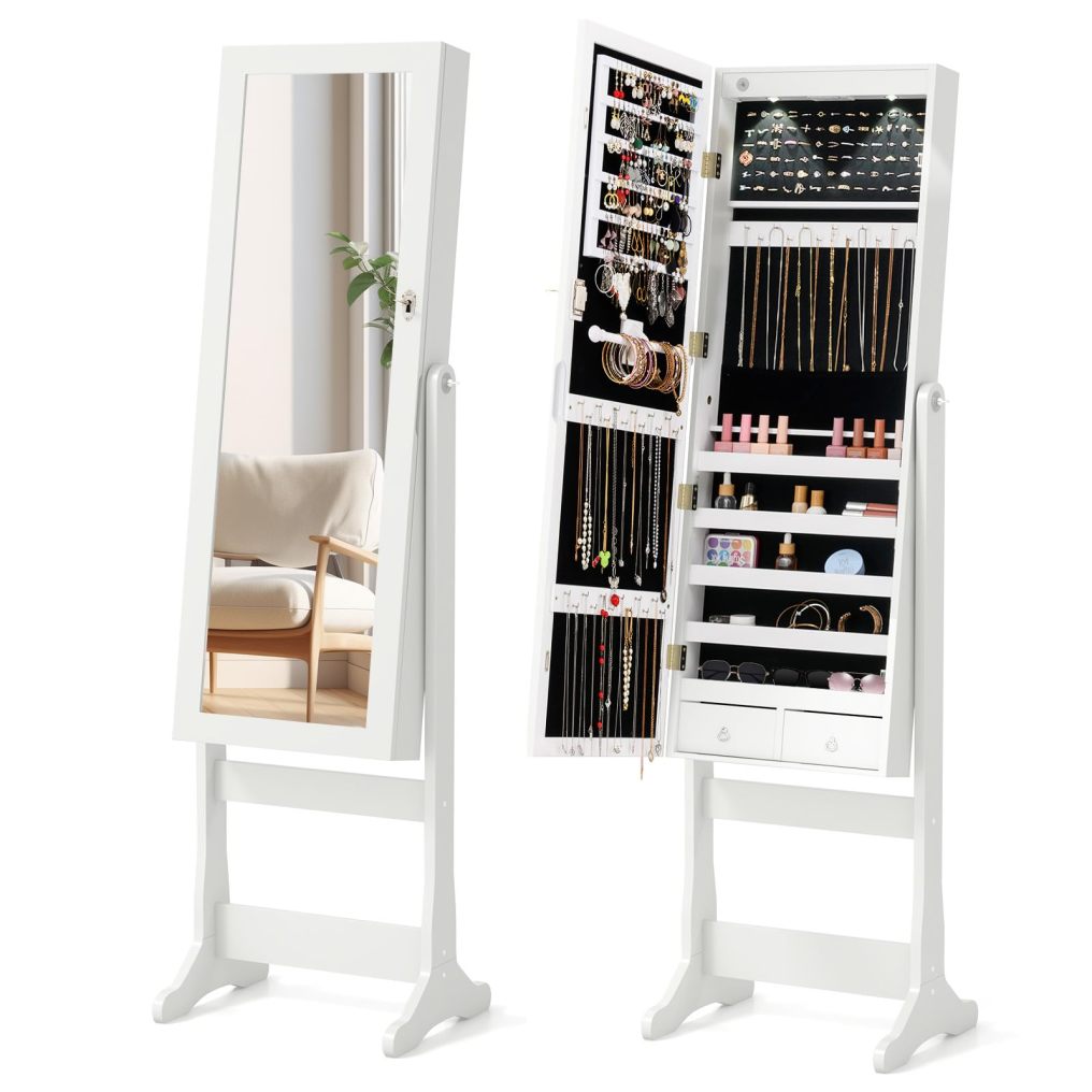 57.5" Jewelry Armoire with Full Length Mirror