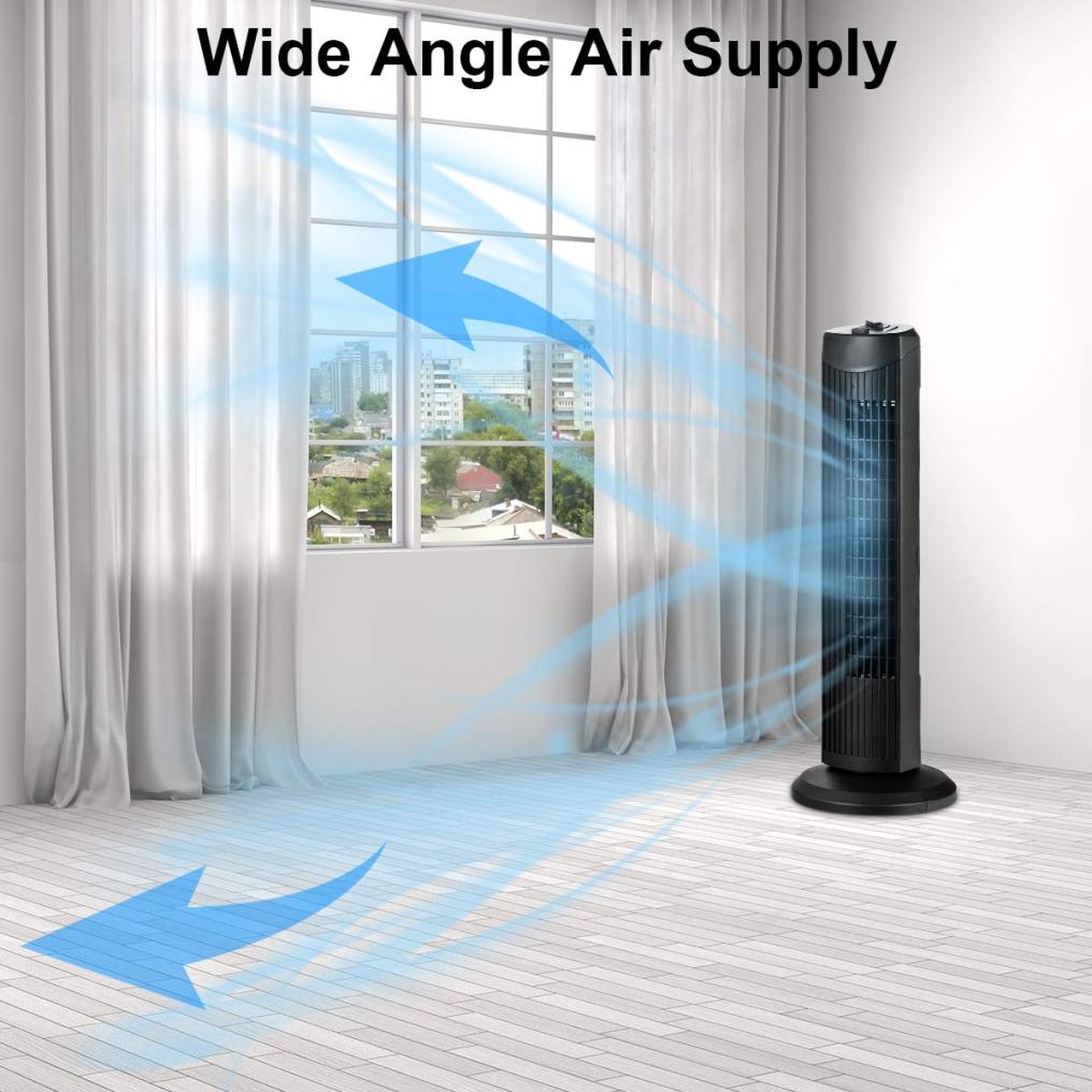 28-Inch Oscillating Tower Fan Quiet Cooling Whole Room Bladeless