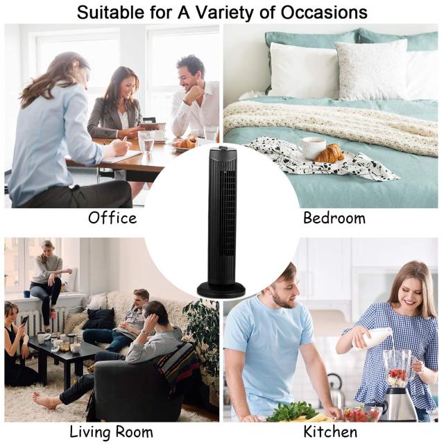 28-Inch Oscillating Tower Fan Quiet Cooling Whole Room Bladeless