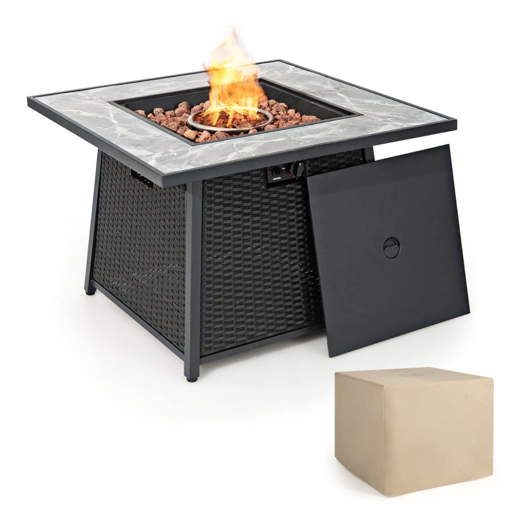 35" Patio Propane Fire Pit Table 50,000 BTU Outdoor Fire Table