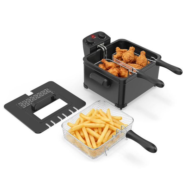 5 Liter Deep Fryer with Basket | 1700W Electric Oil Fryer with Lid with Viewing Window