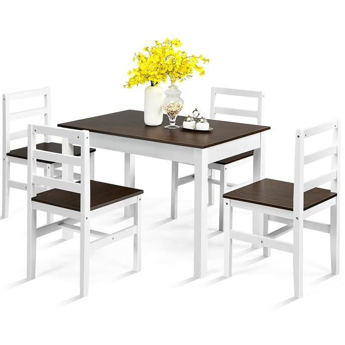 5 Pieces Wooden Kitchen Table Set for 4